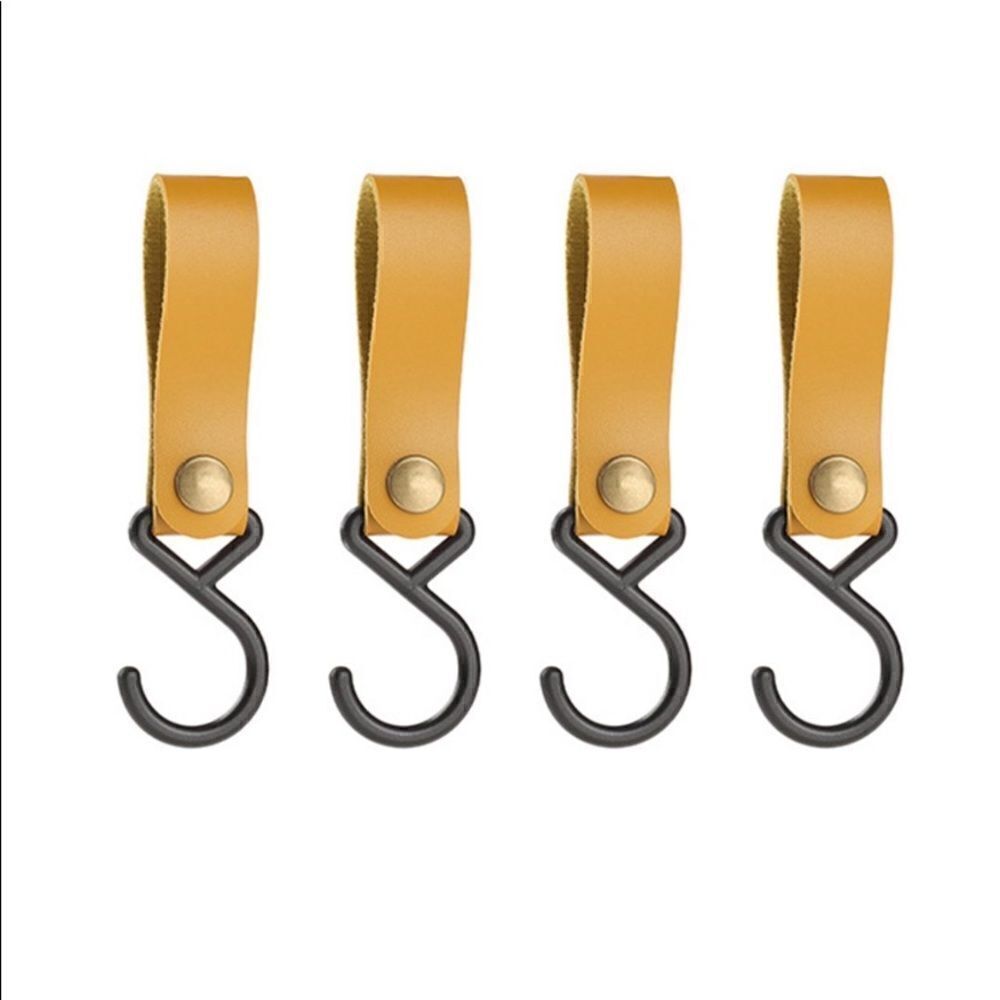 4 Leather Strap Hooks